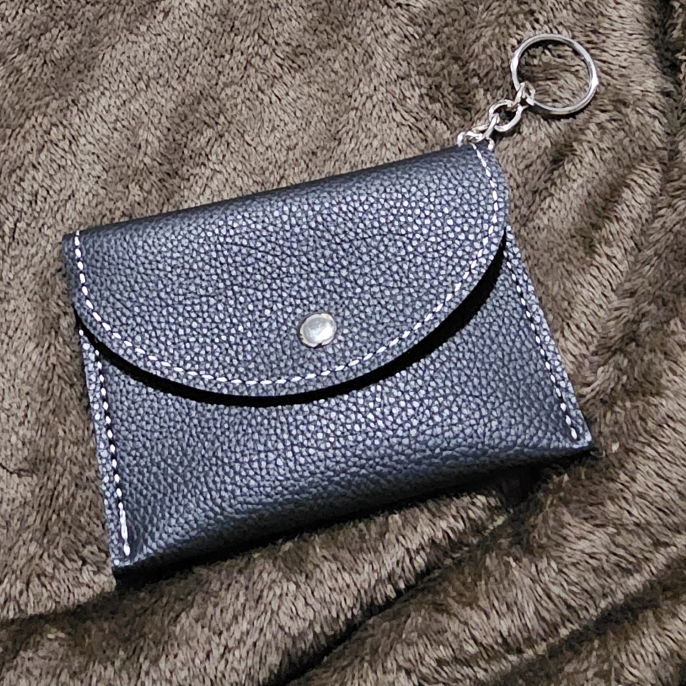 Black Pebble Leather Keychain Wallet